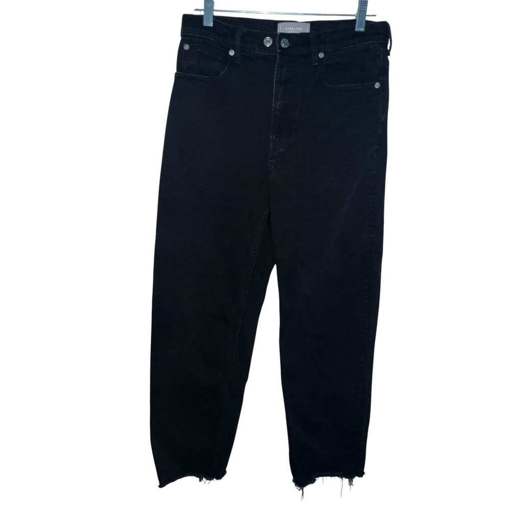 Everlane The Way-High‎ Jean Black Super High Rise Straight Leg Raw Hem 29L Long
